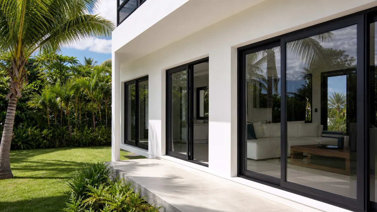 Ventanas y puertas de aluminio instaladas en proyecto residencial en Santo Domingo República Dominicana